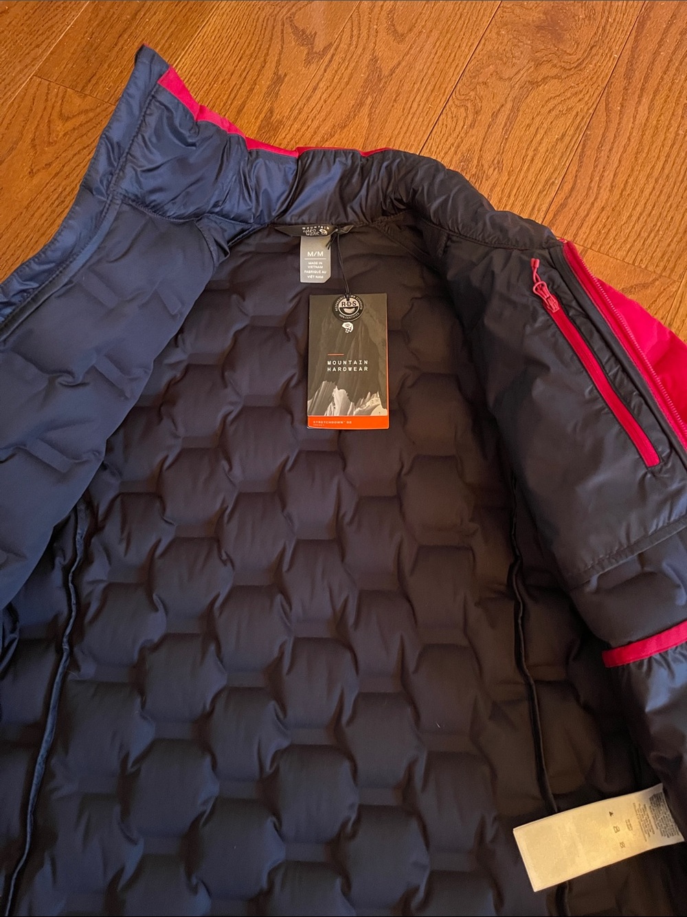 Mountain Hardwear Women's Red Jacket with Navy Blue Lining and Accents